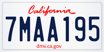 CA license plate 7MAA195