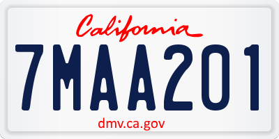 CA license plate 7MAA201