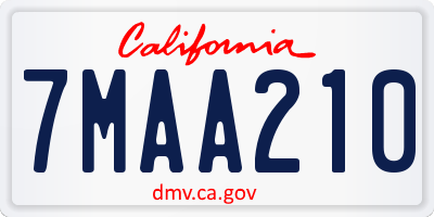 CA license plate 7MAA210