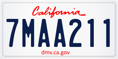 CA license plate 7MAA211