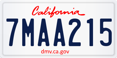 CA license plate 7MAA215