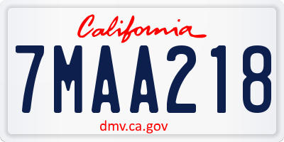 CA license plate 7MAA218