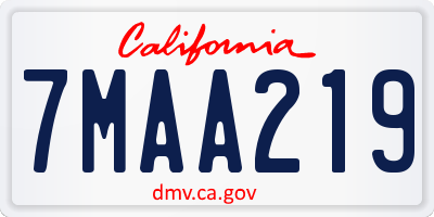 CA license plate 7MAA219
