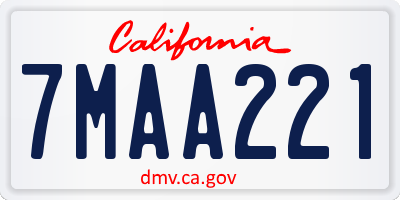 CA license plate 7MAA221
