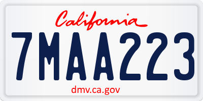 CA license plate 7MAA223