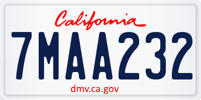 CA license plate 7MAA232