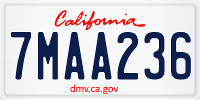 CA license plate 7MAA236