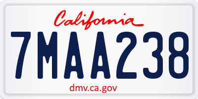 CA license plate 7MAA238