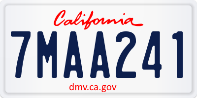 CA license plate 7MAA241