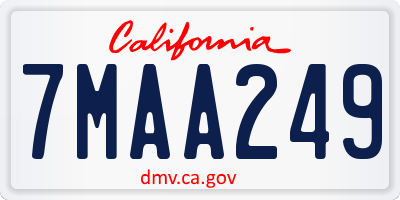 CA license plate 7MAA249