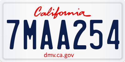 CA license plate 7MAA254