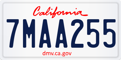CA license plate 7MAA255