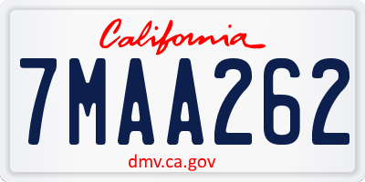 CA license plate 7MAA262