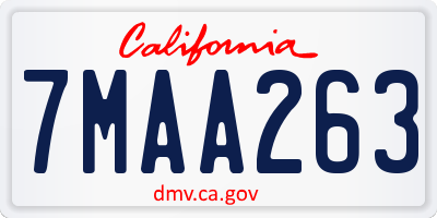 CA license plate 7MAA263