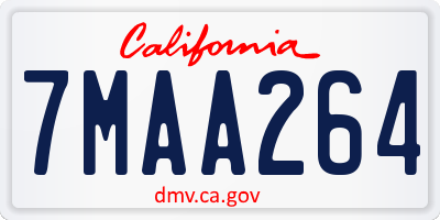 CA license plate 7MAA264