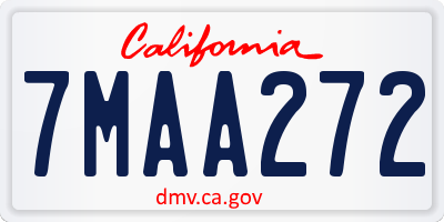 CA license plate 7MAA272