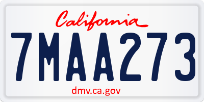 CA license plate 7MAA273
