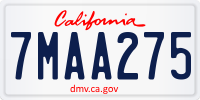 CA license plate 7MAA275