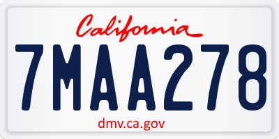 CA license plate 7MAA278