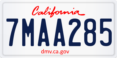 CA license plate 7MAA285