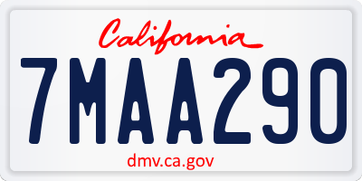 CA license plate 7MAA290