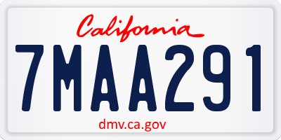 CA license plate 7MAA291