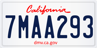 CA license plate 7MAA293