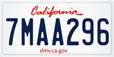CA license plate 7MAA296