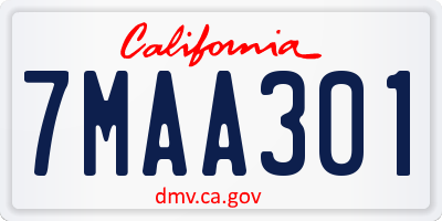 CA license plate 7MAA301