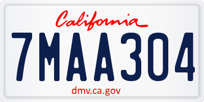 CA license plate 7MAA304