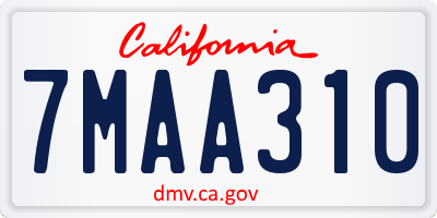 CA license plate 7MAA310