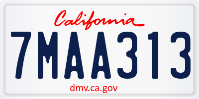 CA license plate 7MAA313