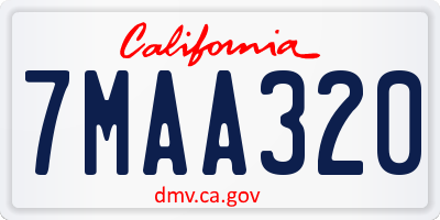 CA license plate 7MAA320