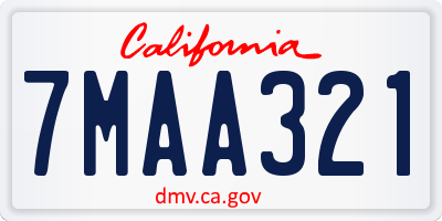 CA license plate 7MAA321