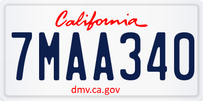 CA license plate 7MAA340