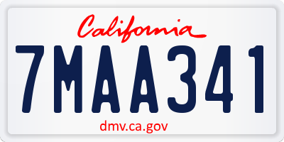 CA license plate 7MAA341