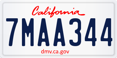 CA license plate 7MAA344