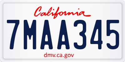 CA license plate 7MAA345
