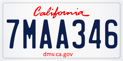 CA license plate 7MAA346