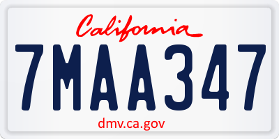 CA license plate 7MAA347