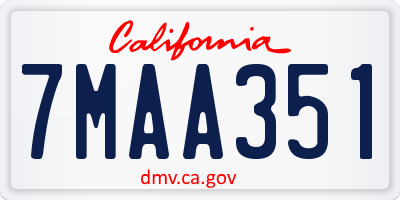 CA license plate 7MAA351