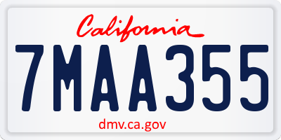 CA license plate 7MAA355