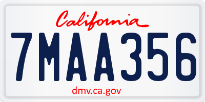 CA license plate 7MAA356