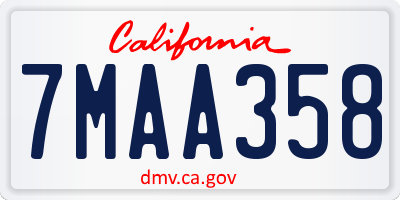 CA license plate 7MAA358