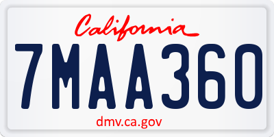 CA license plate 7MAA360