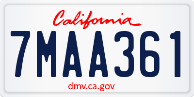 CA license plate 7MAA361