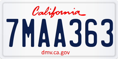 CA license plate 7MAA363