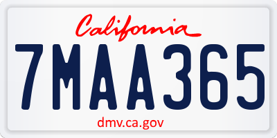 CA license plate 7MAA365