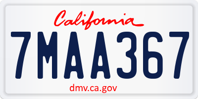 CA license plate 7MAA367