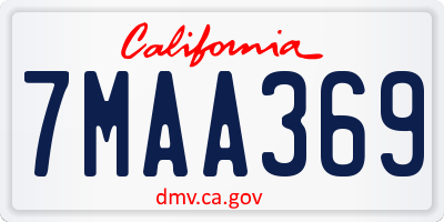 CA license plate 7MAA369